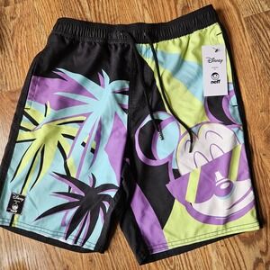 NWT NEFF x Disney Shorts Mens Size Small‎ Blue Tropical Performance Stretch Swim